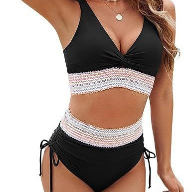 Damen Hochgeschnittener Bikini mit romantischem Spitzen-Detail Drune