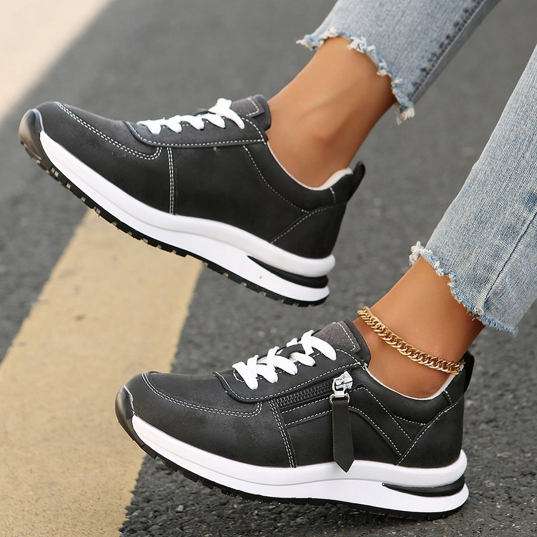 Damen Plateausneaker mit Reißverschluss‑Detail und gepolstertem Komfortfußbett Drune