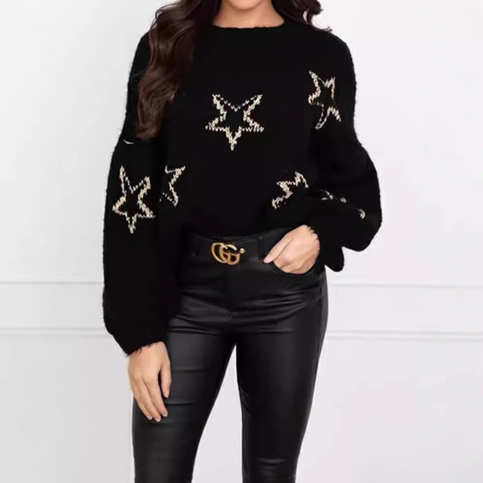 Damen modischer Strickpullover mit Sternenmotiv und kuscheliger Passform Drune