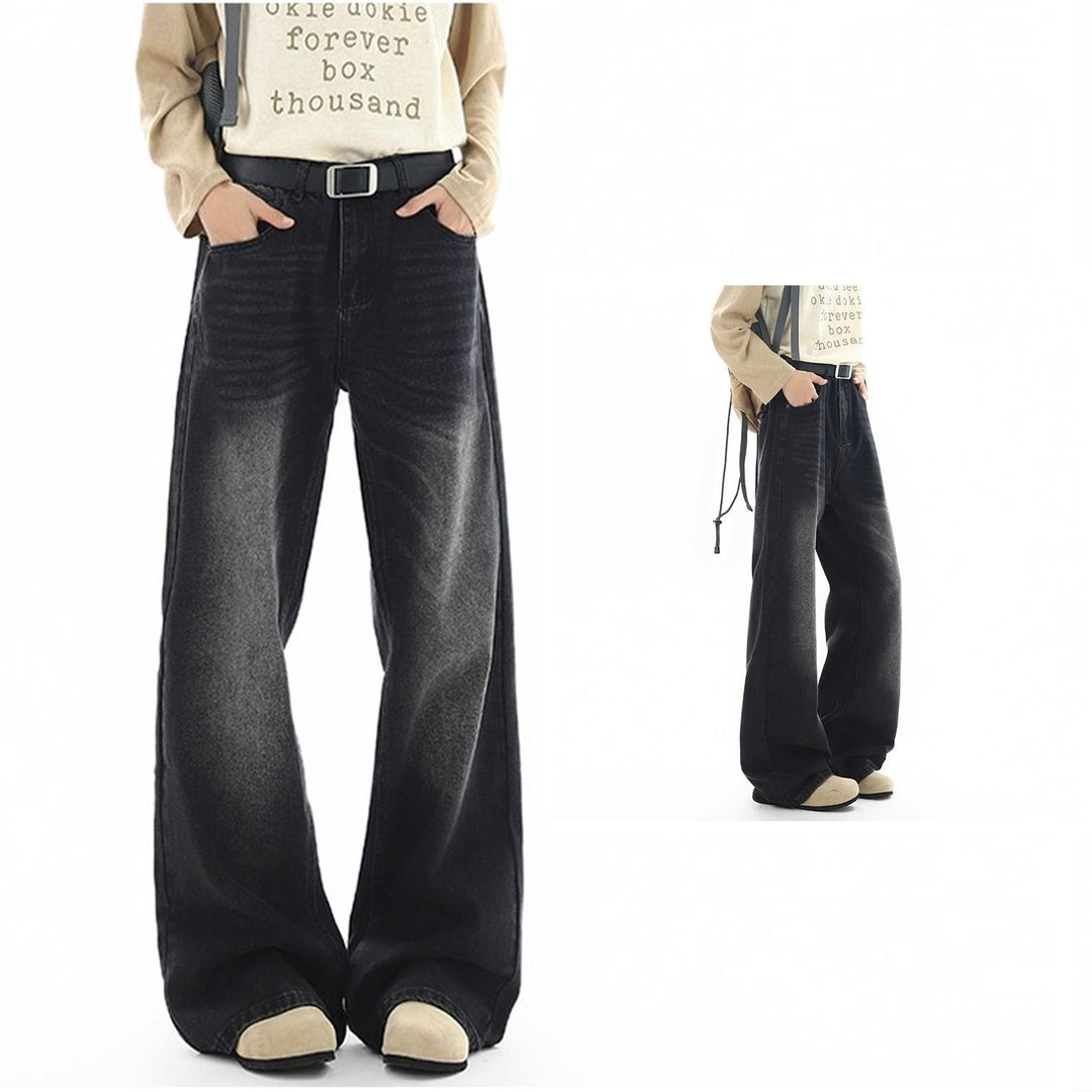 Damen Hochtaillierte Weite Jeans Drune