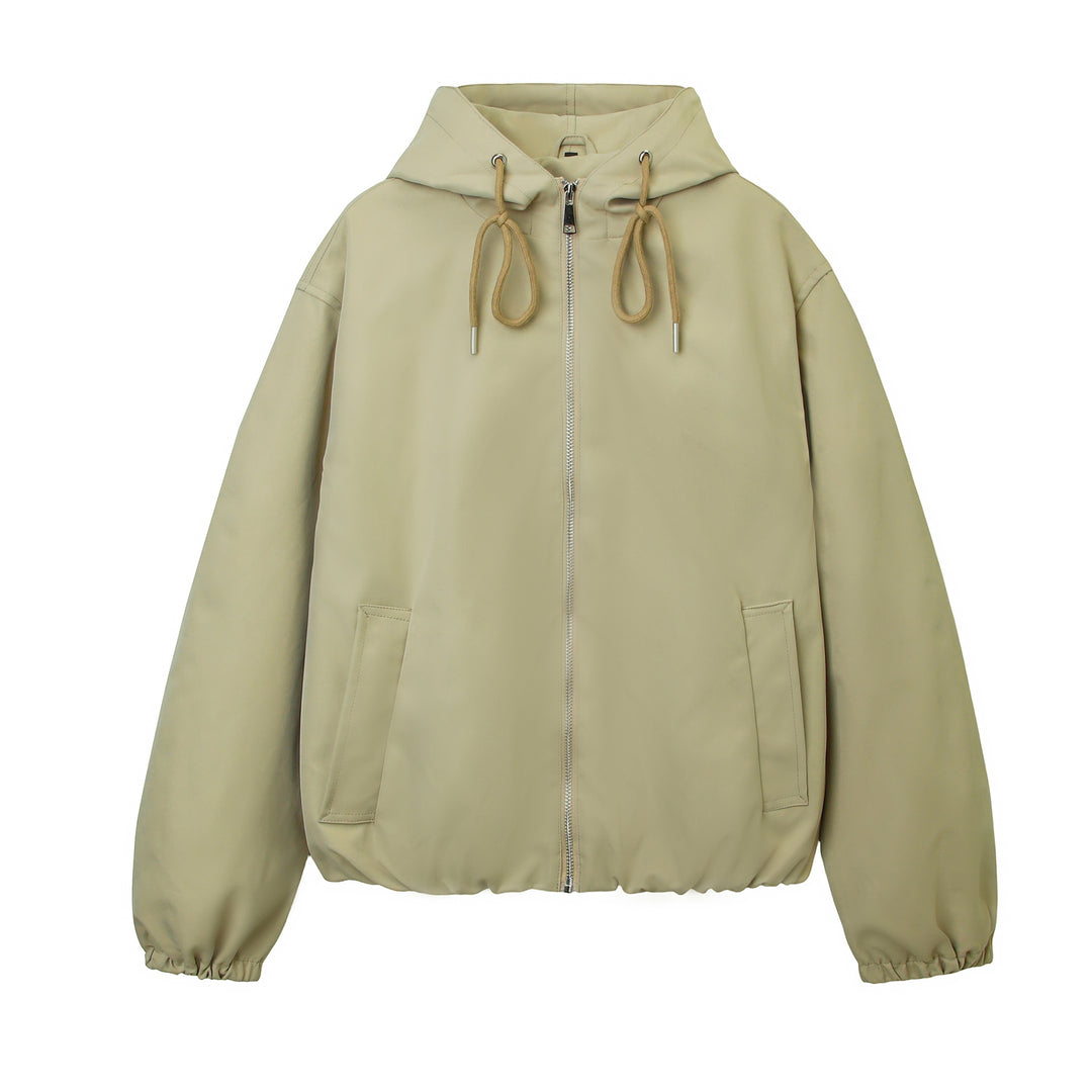 Damen Kapuzen-Bomberjacke mit gerafftem Saum und Eingrifftaschen Drune