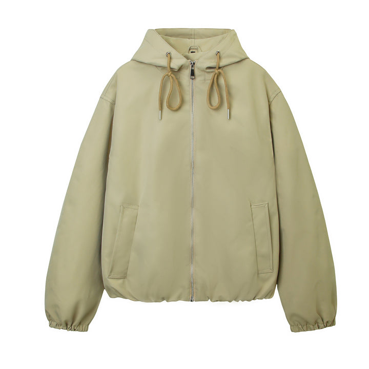 Damen Kapuzen-Bomberjacke mit gerafftem Saum und Eingrifftaschen Drune