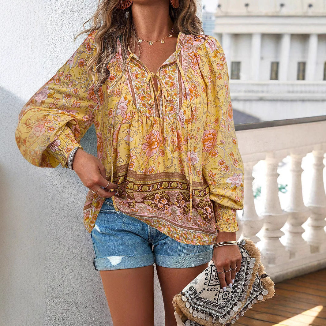 Damen Blusenshirt mit floralem Design und lässigem Schnitt Drune