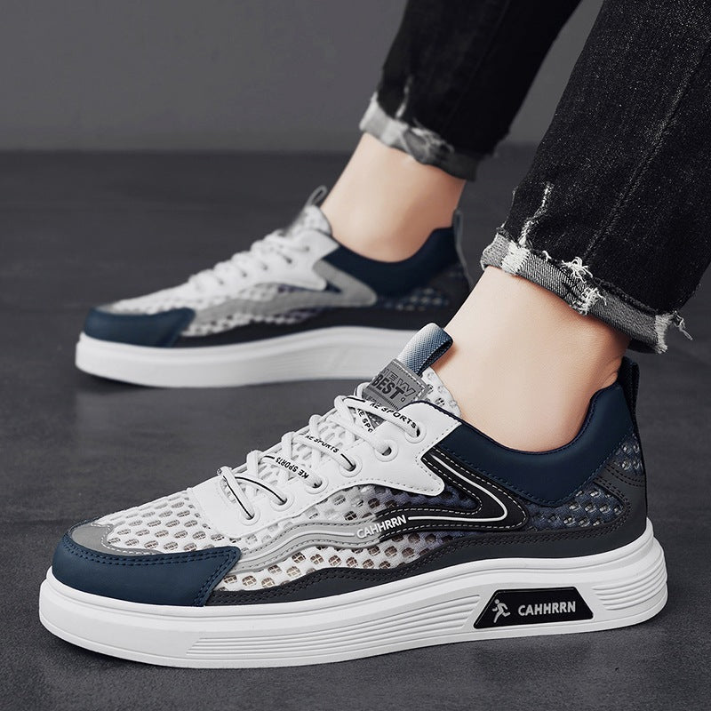 Herren atmungsaktive Wabenmesh-Street-Sneaker mit PU-Overlays, verstärkter Zehenkappe und profiliertem Gummirand Drune