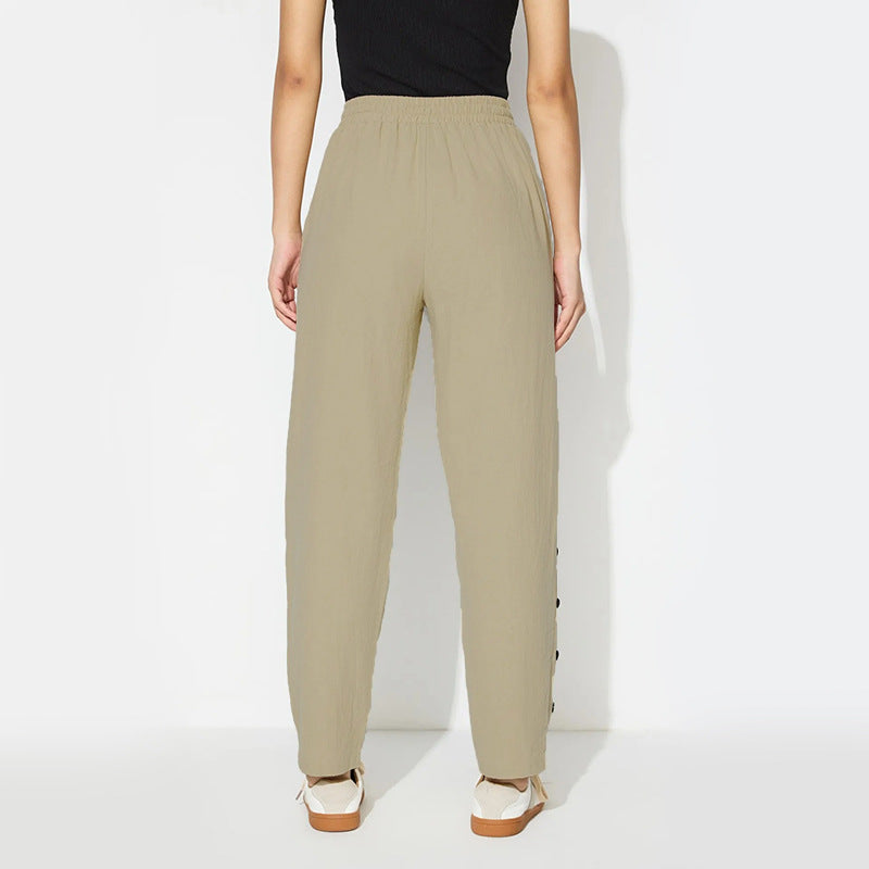 Damen Modische Joggpants mit dekorativen Knopfdetails Drune