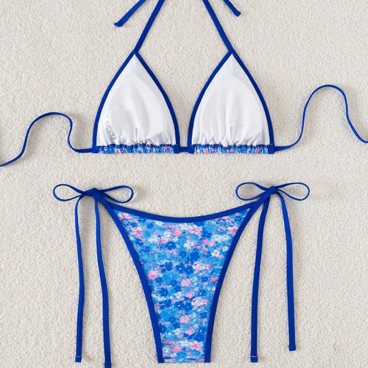Damen verspielter Triangel-Bikini mit seitlichen Bindebändern Drune
