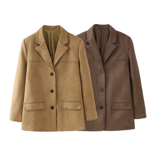 Damen nan kastiger Veloursblazer mit Reverskragen und aufgesetzten Pattentaschen Drune