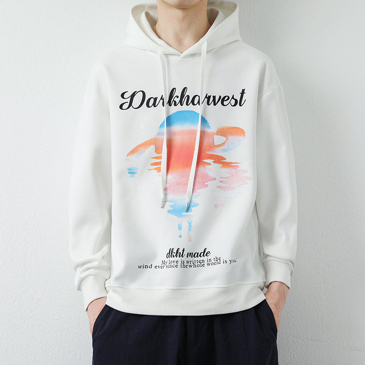 Herren Modischer Kapuzenpullover mit kreativen Grafikdruck Drune