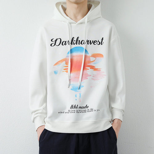 Herren Modischer Kapuzenpullover mit kreativen Grafikdruck Drune