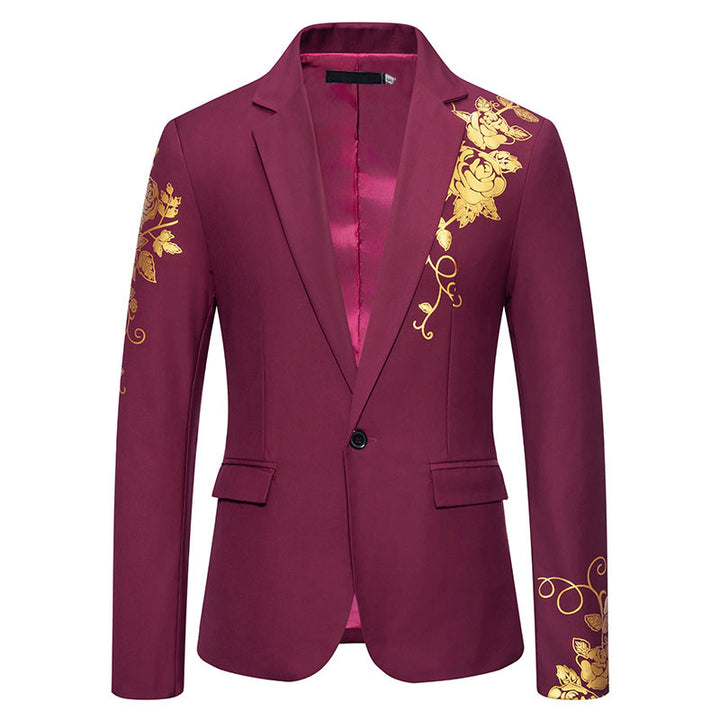 Herren nan eleganter taillierter Smoking-Blazer mit floraler Verzierung Drune