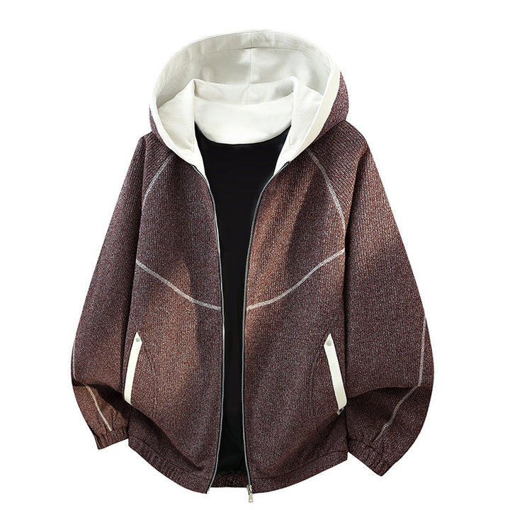 Damen Oversize-Struktur-Kapuzenjacke mit Kontrastfutter, durchgehendem Reißverschluss & Eingrifftaschen Drune