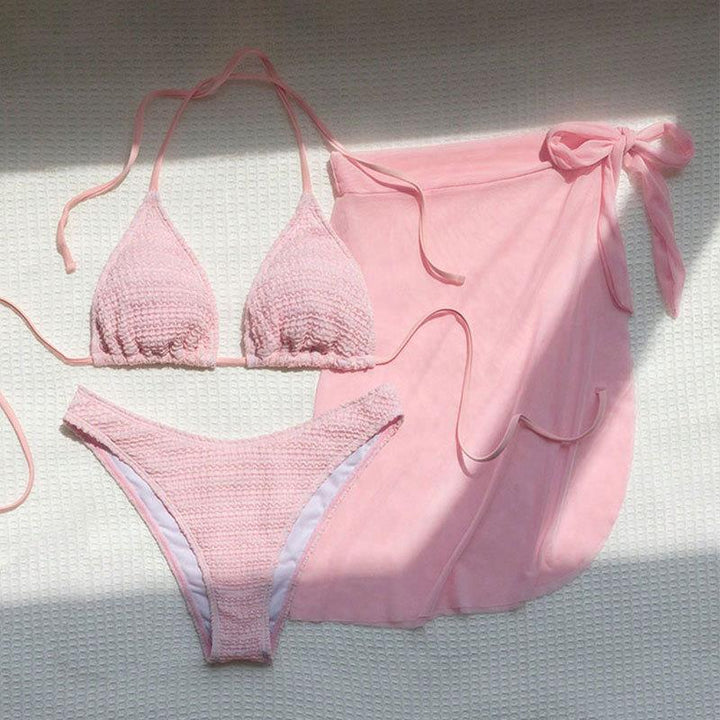 Damen Bikini-Set mit geflochtenem Oberteil und seitlichem Wickelrock Drune