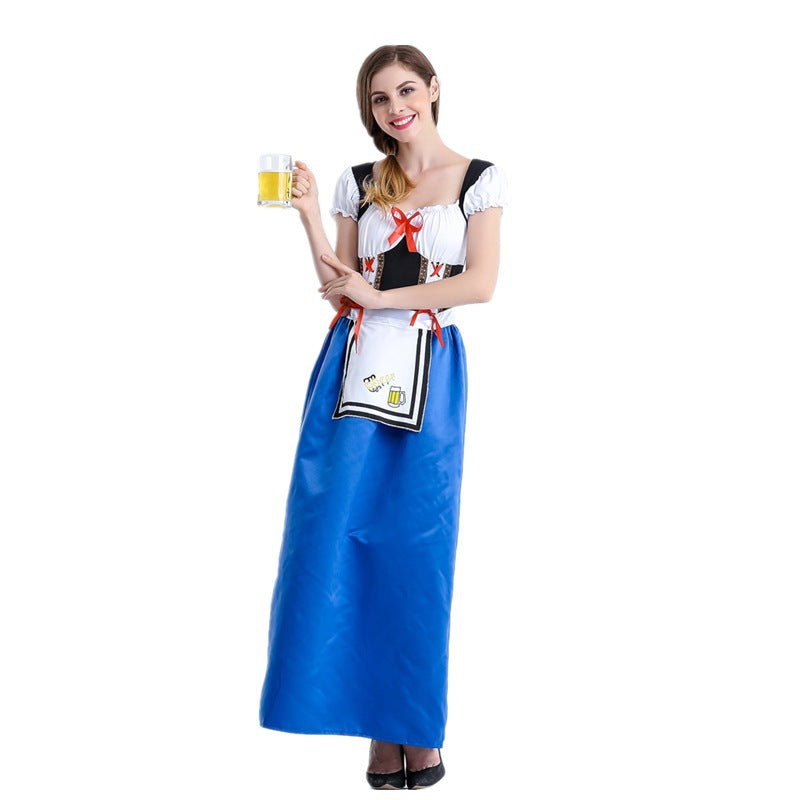 Damen nan traditionelles Dirndlkleid mit geschnürtem Mieder und langer Trachtenschürze Drune