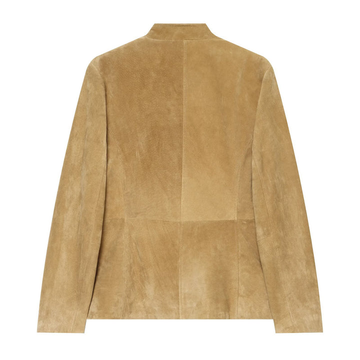 Damen Kurzjacke aus Veloursleder mit Stehkragen und Pattentaschen Drune