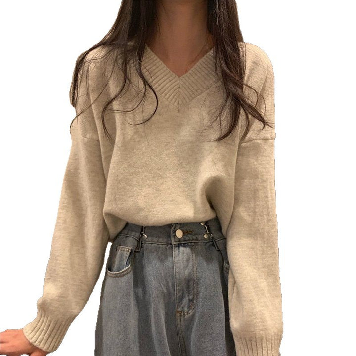 Damen weicher V-Ausschnitt Pullover aus hochwertiger Wolle Drune