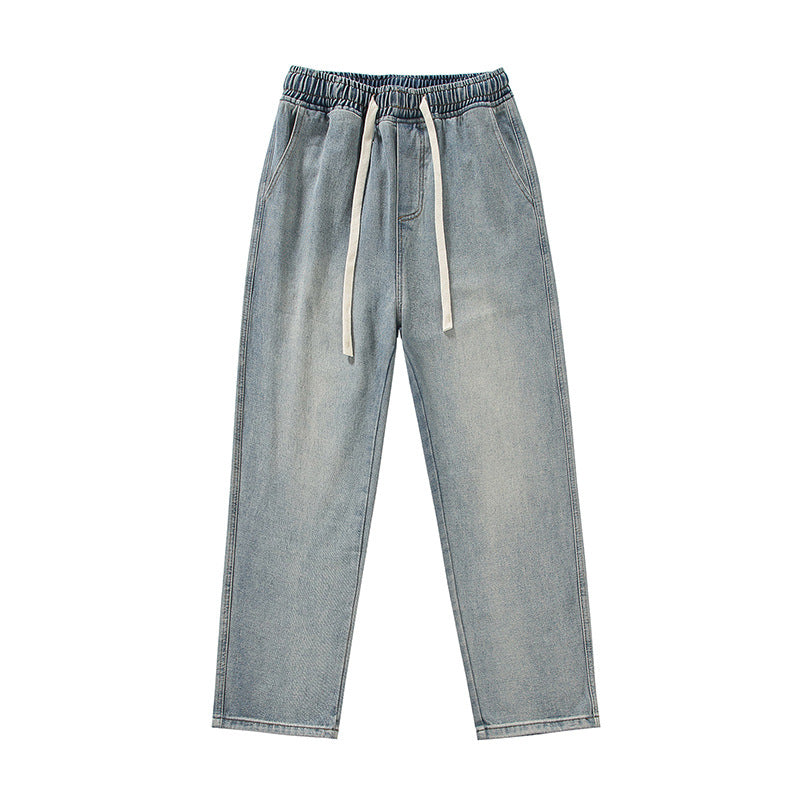Herren Relaxed-Fit Denim-Jogginghose mit elastischem Tunnelzugbund und geradem Bein Drune