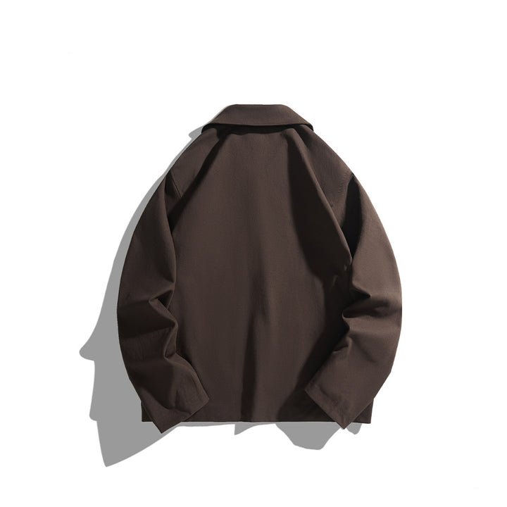Herren leichte Freizeitjacke mit Hemdkragen, Druckknopfleiste und verdeckten Nahttaschen Drune