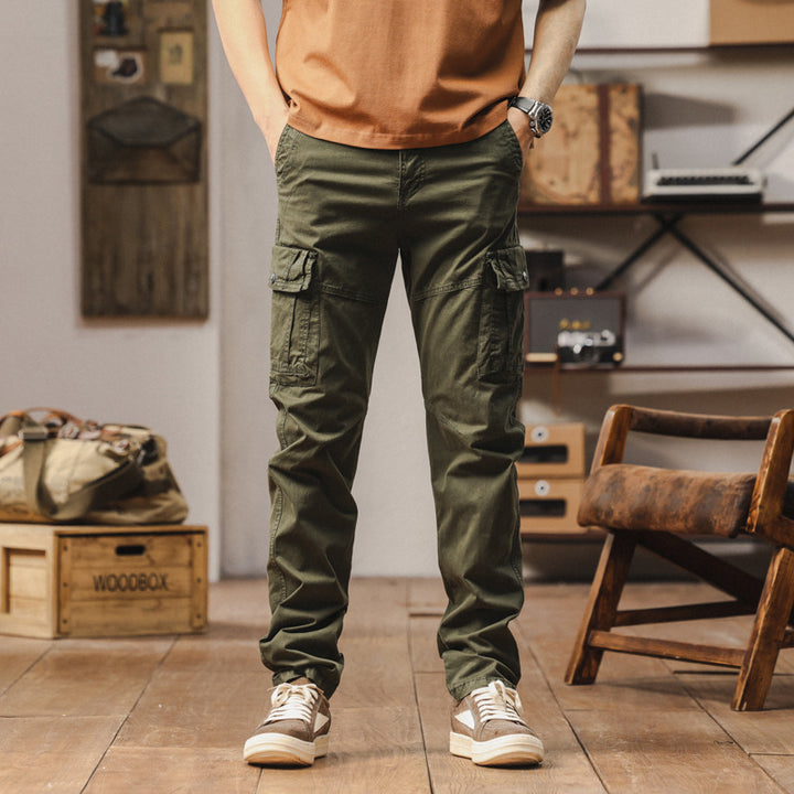 Herren Utility-Cargo-Hose im Vintage-Workwear-Look mit verstärkten Kniepartien und extra Stauraum Drune