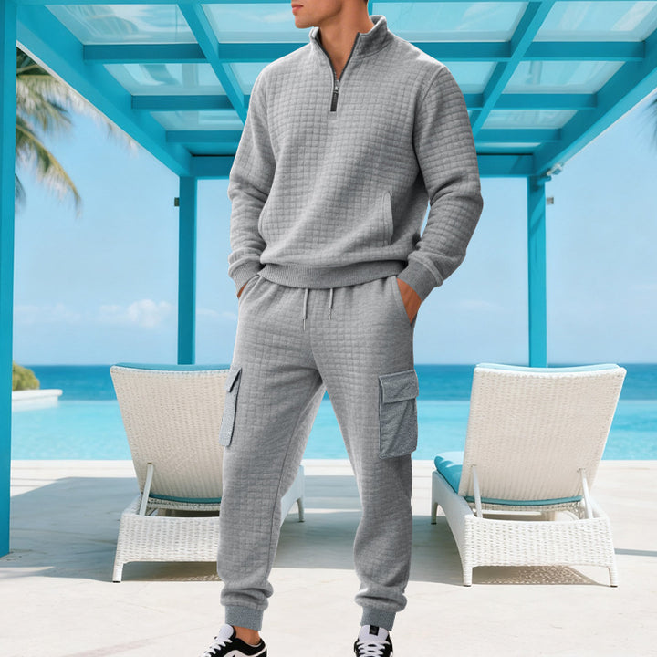 Herren Funkelndes Freizeit-Ensemble mit hohem Kragen und praktischen Taschen Drune