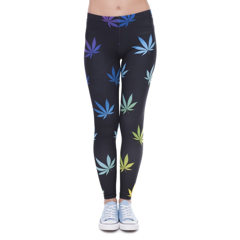 Damen Leggings mit Einhorn-Print, Verlaufsmuster und hohem Komfortbund Drune