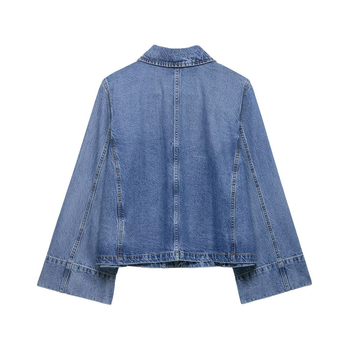 Damen Oversize-Denimjacke im Boxy-Schnitt mit kurzer Silhouette und aufgesetzten Taschen Drune