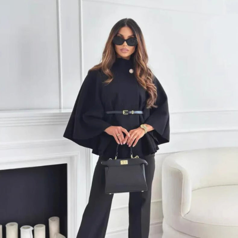 Damen Elegante Umhängeweste mit Taillengürtel Drune