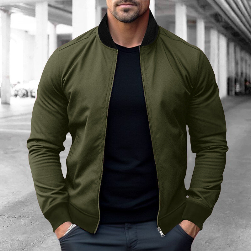 Herren sportliche Jacke mit hohem Kragen und seitlichen Reißverschlusstaschen Drune
