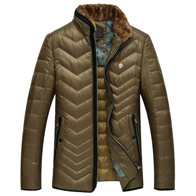 Herren Wattierte Kurzjacke mit Teddykragen und Wappenapplikation Drune