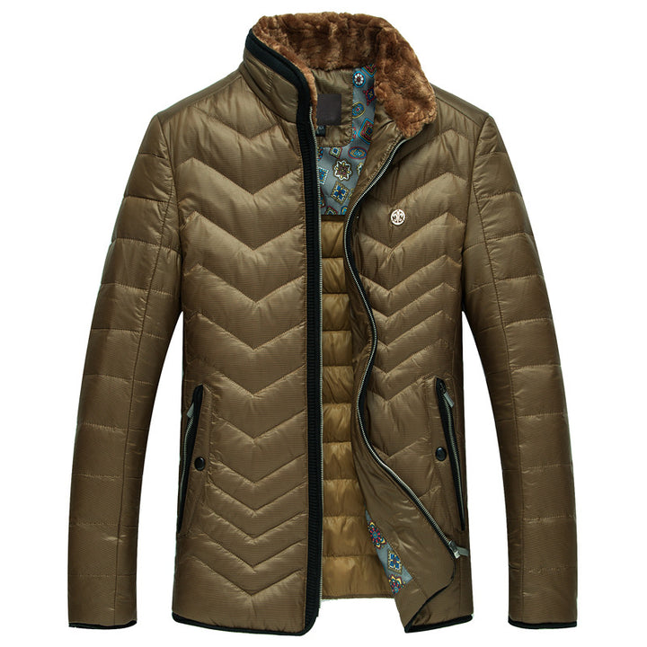 Herren Wattierte Kurzjacke mit Teddykragen und Wappenapplikation Drune