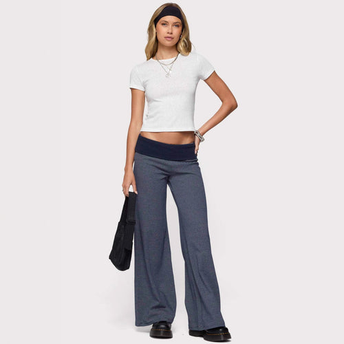Damen weite Lounge-Hose mit elastischem Bund und maritimem Streifenmuster Drune