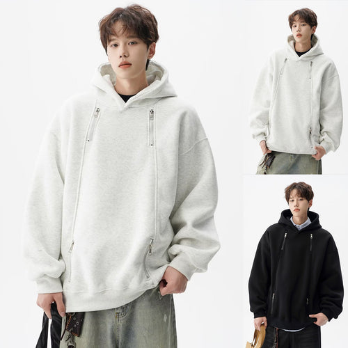 Herren Urbaner Oversized Hoodie mit Reißverschlüssen Drune