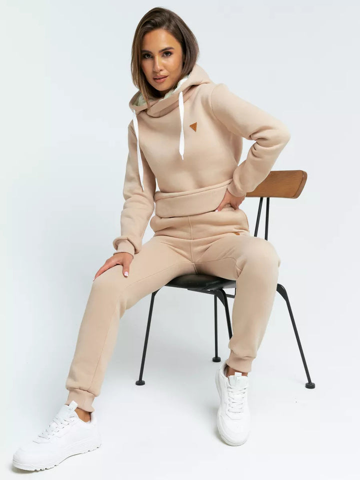 Damen Loungewear-Set mit Schalkragen-Hoodie und taillierter Jogginghose Drune