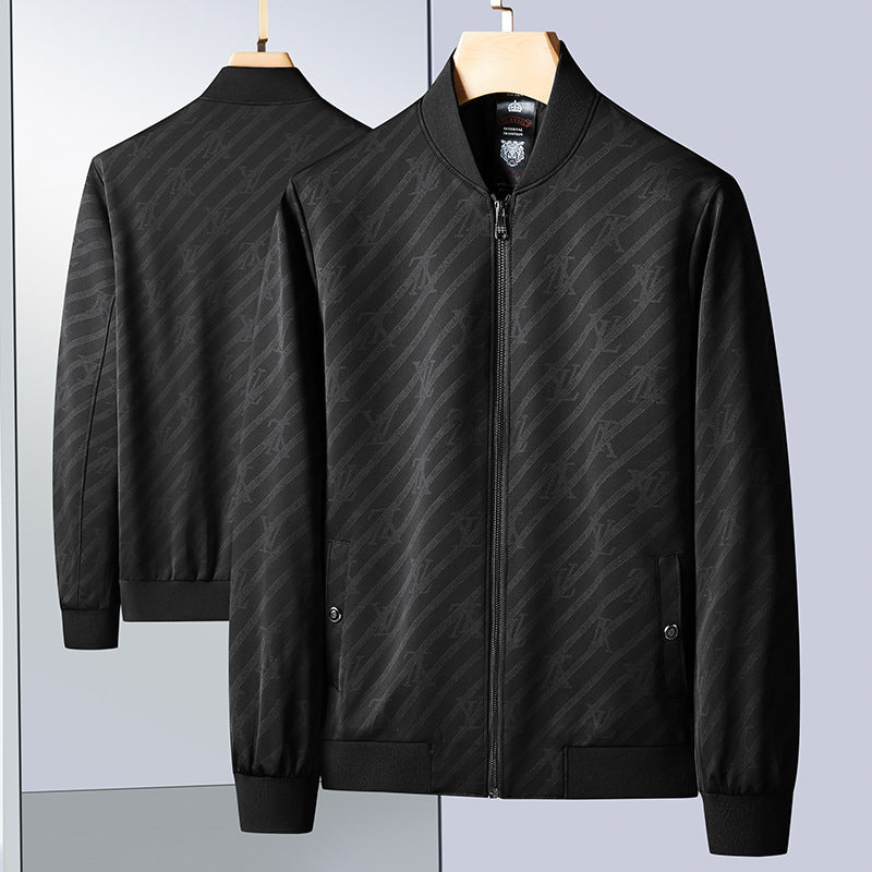 Herren Leichte Bomberjacke im Jacquard‑Monogramm mit Reißverschluss und Rippbündchen Drune
