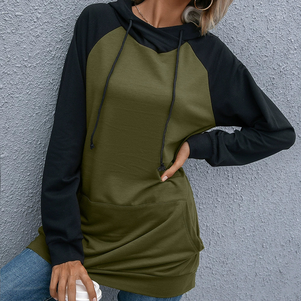 Drune | Hoodie Lockere Passform Weiches Strickmaterial Raglanärmel Kapuze mit Kordelzug