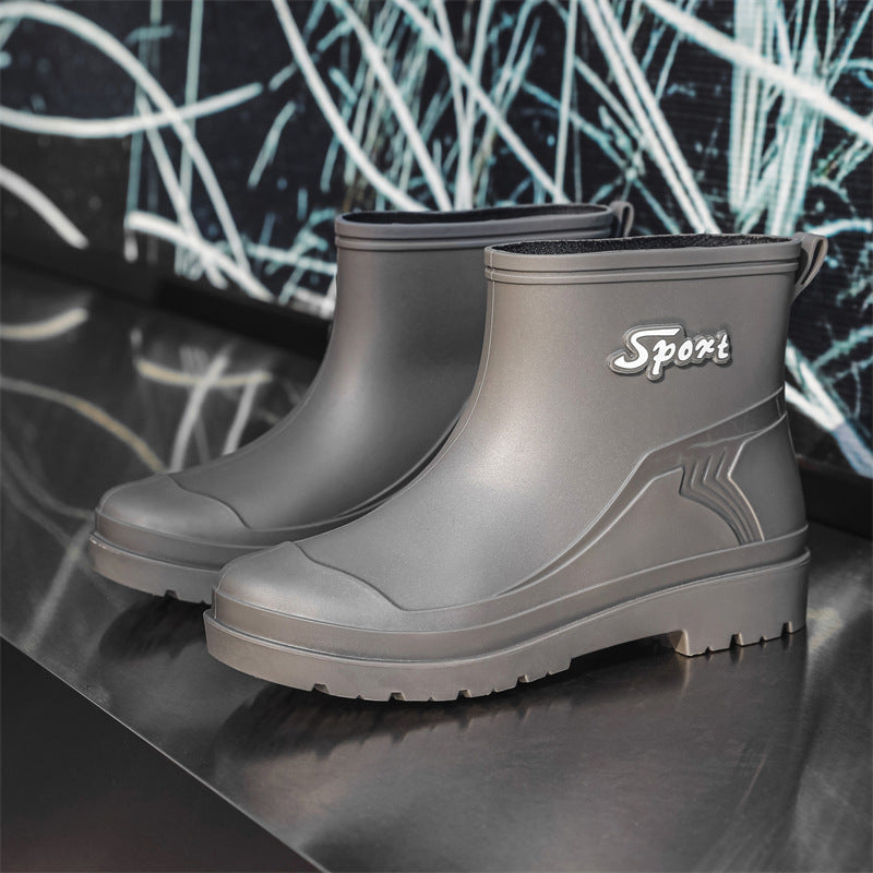 Herren Kurze wasserdichte Regenstiefelette mit Kordelverschluss und profiliertem Outdoor-Sohlendesign Drune