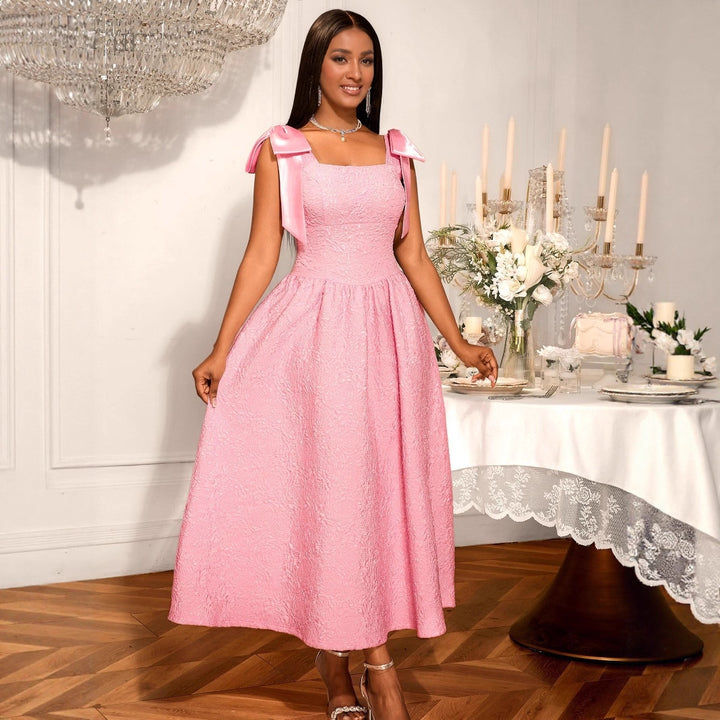 Damen Elegantes Abendkleid mit breiten Satinschleifen Drune
