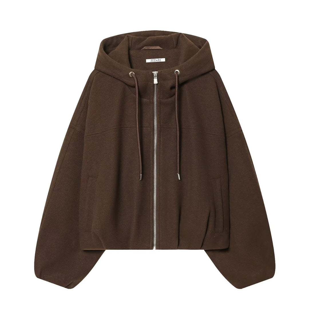 Damen Oversize‑Kapuzenjacke aus Wollmix im Boxy‑Cropped‑Schnitt Drune