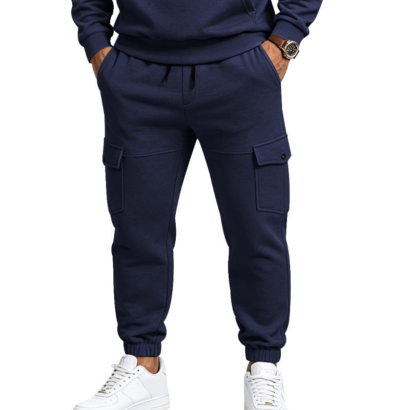 Herren Cargo-Jogginghose mit seitlichen Klappentaschen, Kordelzug und Elastischen Bündchen Drune