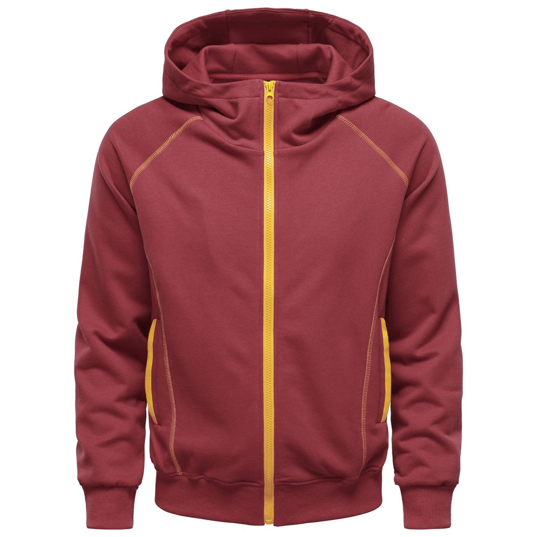 Herren Kapuzen-Zipjacke im sportlichen Raglanstil mit Kontrastnähten und gerippten Bündchen Drune