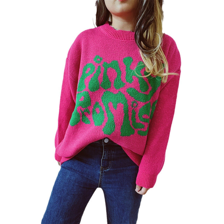 Damen lässiger Pullover mit großflächiger Schriftzug-Applikation Drune