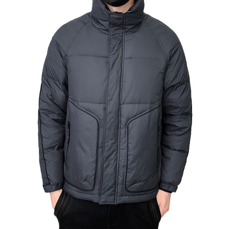 Herren Kurz geschnittene wattierte Steppjacke mit hohem Stehkragen Drune