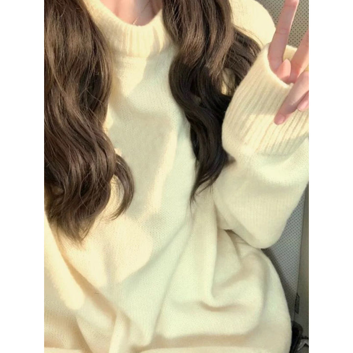 Damen Feiner Grobstrickpullover mit weichem Stoff und klassischem Rundhalsausschnitt Drune