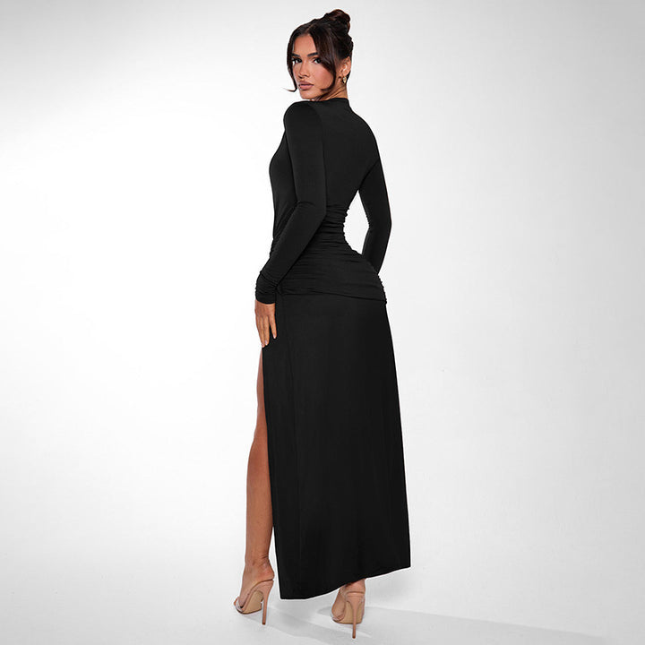 Damen Elegantes Maxi-Kleid mit tiefem V-Ausschnitt und schickem Wickel-Design Drune