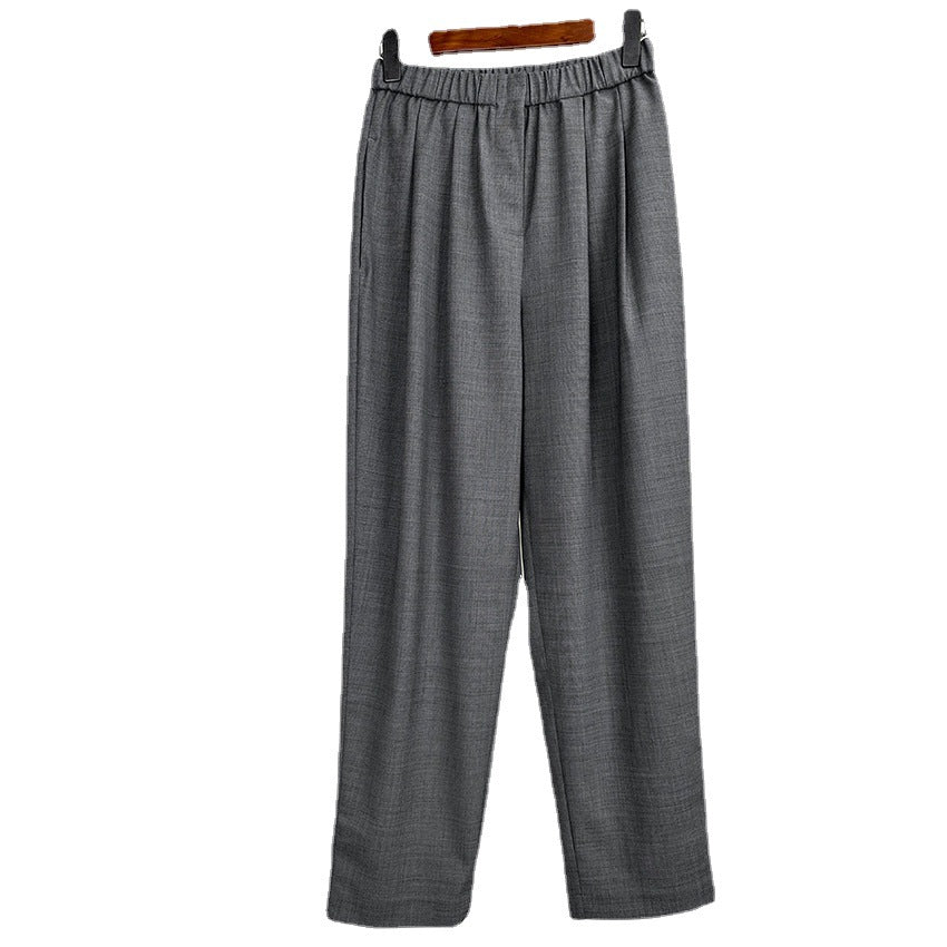 Damen Weite High-Waist Stoffhose mit Gummibund und geradem Bein Drune