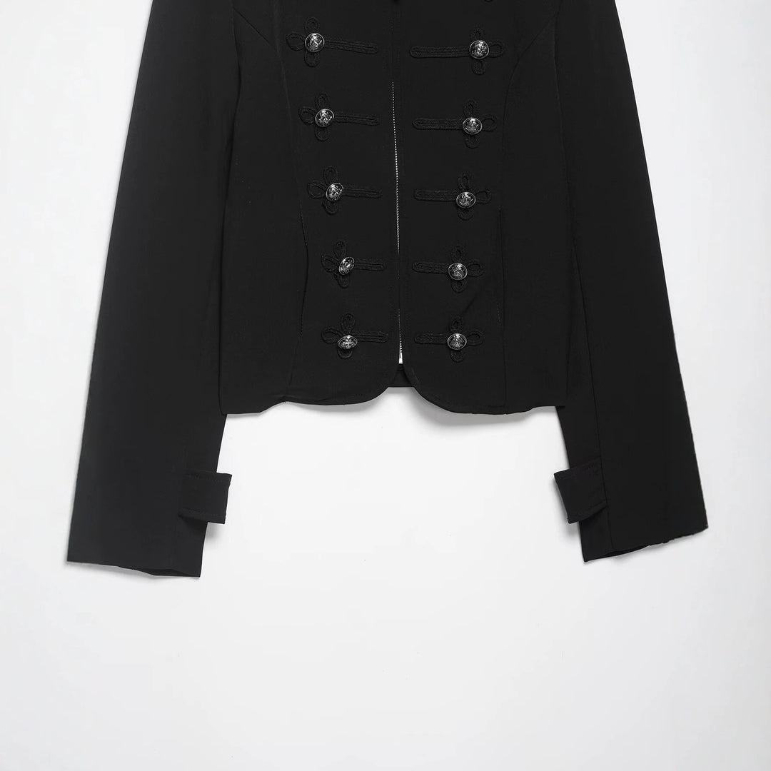 Damen Militärisch inspirierte Kurzjacke mit Stehkragen, Zierkordeln und Schulterklappen Drune