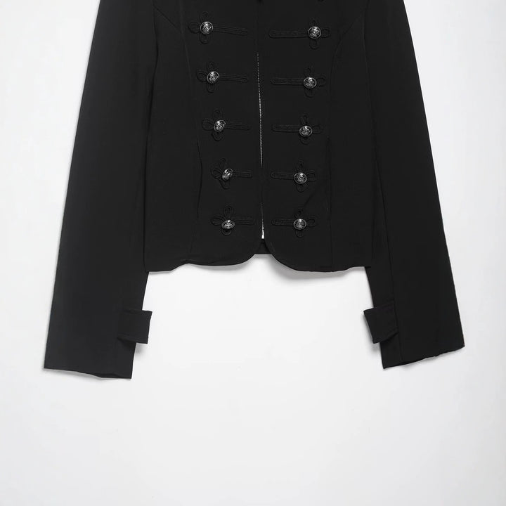 Damen Militärisch inspirierte Kurzjacke mit Stehkragen, Zierkordeln und Schulterklappen Drune