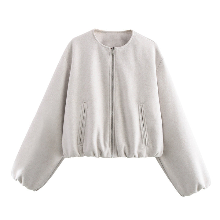 Damen lässige Oversize-Jacke mit elastischem Bund und praktischen Taschen Drune