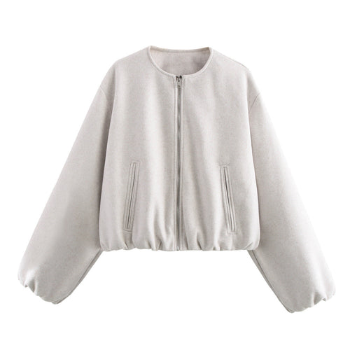 Damen lässige Oversize-Jacke mit elastischem Bund und praktischen Taschen Drune
