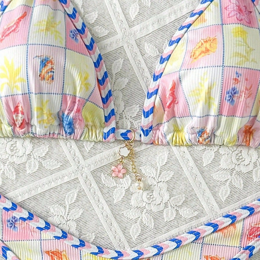 Damen Triangel-Bikini mit verspieltem Karomuster Drune
