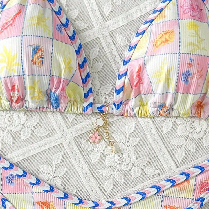 Damen Triangel-Bikini mit verspieltem Karomuster Drune